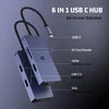 Usb c adapteris hub, usb c hub, 4k hdmi vga usb hub, 6 viename adapteris su usb a, usb 2.0, sd/tf kortelių skaitytuvu, suderinamas su mac, windows ir ios sistemų nešiojamaisiais kompiuteriais