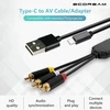 Usb c į rca audio aux adapteris 1.8m type c į rca audio kabelis usb c male į 3rca male splitter audio video av adapterio kabelis, skirtas tv/mac/pc