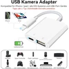Usb kameros adapteris, usb lizdo otg adapteris suderinamas su telefonu, nešiojamas usb adapteris telefonui su įkrovimo prievadu, usb adapteris, nereikia programos, palaiko kortelių skaitytuvą (baltas)