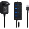 Usb šakotuvas su maitinimo šaltiniu, vemont 4 prievadų usb 3.0 šakotuvas usb skirstytuvas aktyvus adapteris ir vienas įjungimo/išjungimo jungiklis 1,2 m ilgio kabelis su 5 v/3 a maitinimo šaltinio adapteriu, skirtas pc/nešiojamiesiems kompiuteriams ir ult