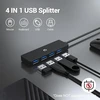 Usb šakotuvas, usb dokas, usb 3.0 5 gbps šakotuvas, itin plonas nešiojamas duomenų šakotuvas, 4 viename usb šakotuvas su 4 x usb 3.0, suderinamas su windows, macos, linux, chrome os sistemomis