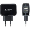 Usb sieninis įkroviklis su ai tech technologija, juodas, suteikia 2 usb prievadus ir bendrą 3.4a išvestį. idealiai tinka efektyviam ir saugiam mobiliųjų įrenginių įkrovimui