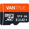 Vantrue 512gb microsd atminties kortelė uhs-i u3 4k su adapteriu, suderinama su vaizdo registratoriumi, išmaniuoju telefonu, planšetiniu kompiuteriu, veiksmo kamera ir stebėjimo kamera (512g)
