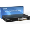 Vimin 16 prievadų gigabitinis ethernet komutatorius su 2 x 1000 mbps uplink prievadais, 18 prievadų nevaldomas tinklo komutatorius palaiko ieee802.3af/at, vlan, metalinis korpusas, skirtas montuoti ant stalinio kompiuterio ir 19 colių stovo