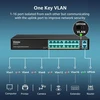 Vimin 16 prievadų gigabitinis ethernet komutatorius su 2 x 1000 mbps uplink prievadais, 18 prievadų nevaldomas tinklo komutatorius palaiko ieee802.3af/at, vlan, metalinis korpusas, skirtas montuoti ant stalinio kompiuterio ir 19 colių stovo