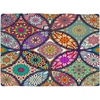 Violetpos staltiesė, lininė staltiesė, lengvai prižiūrima, skalbiama, atspari nešvarumams, stalo tekstilė, bohemiško stiliaus boho paisley raštas, indiškas mozaika, 140 x 180 cm