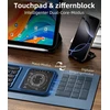 Vobafe sulankstoma bluetooth klaviatūra su jutikliniu kilimėliu, sulankstoma su skaitmenine klaviatūra, įkraunama belaidė mini klaviatūra, 3 bluetooth kanalai, skirti ios, android, windows, qwertz išdėstymas, mėlyna