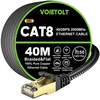 Voietolt Cat 8 Lan kabelis 40 m, 40 Gbps/2000 Mhz plokščias pintas tinklo kabelis Ethernet kabelis, S/ftp Rj45 gigabitinis pataisos kabelis, skirtas Ps4/5, modemui, maršrutizatoriui