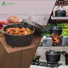 Vounot bbq olandiškas puodas, ketinis puodas 4,25 litro, įkaitintas puodas troškinimui su kojelėmis, dangtis, dangčio keltuvas