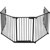 Vounot metalinė židinio apsauga, 5 elementų, su apsaugos durelėmis, sulankstoma konfigūracija, su montavimo rinkiniu, juoda, 300 x 75 cm