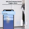 Wifi durų jutiklis langų detektorius: išmanusis langų kontaktinis jutiklis, belaidis magnetinis durų atidarymo detektorius su nemokamais pranešimais, suderinamas su Alexa Google Assistant (4 vnt.)