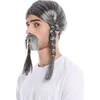 Wig Me Up - 91099-za63/za103 perukas ir barzda vyrams karnavalui Helovinui pilkas pintas kasytės galas germanas barbaras keltas