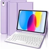 Winchking dėklas su klaviatūra 10 kartos 10.9 colių 2022, multi touch trackpad, 7 spalvų apšvietimas, magnetiškai nuimama bluetooth klaviatūra, Qwertz išdėstymas (violetinė)