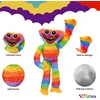 Wiztex Hacki Backi minkštas žaislas, 40 cm vaivorykštės spalvų minkštas ir juokingas pliušinis žaislas, dešrainio monstro siaubo pliušinis žaislas paaugliams ir žaidimų gerbėjams