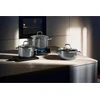 Wmf Fusiontec Essential 3 dalių indukcinis puodų rinkinys su stikliniu dangčiu, indukciniai puodai, aukštųjų technologijų keramika, atsparus įbrėžimams, nepadengtas, tinka visų tipų viryklėms, pagaminta Vokietijoje, pilkas