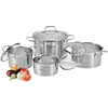 WMF Proficook Pc-kts 1224 indukcinis puodų rinkinys, 7 dalys, tinka visų tipų viryklėms, indukcinėms, elektrinėms, keraminėms halogeninėms ir dujinėms viryklėms, nerūdijančio plieno puodų rinkinys su dangčiu, vidinė skalė