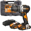 Worx Nitro Wx352.4 akumuliatorinis smūginis gręžtuvas 20 V, bešepetėlinis variklis, 60 Nm, reguliuojamas greitis, Led lemputė (įskaitant 75 dalių antgalių rinkinį, 2 x 2,0 Ah Powershare akumuliatorius)