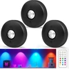 Wuyor led belaidis spintelių apšvietimas su nuotolinio valdymo pulteliu, rgb šviestuvas po spintele, maitinamas baterijomis ir pritemdomas, 13 spalvų, laikmatis, magnetinis laikiklis, led šviestuvas virtuvei, drabužių spintai, 3 vnt., juodas