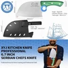 Xyj Authentic Since 1986, didelis mėsos kapoklė, serbiškas šefo mėsininko peilis su dėklu, šefo daržovių virtuvinis peilis, pilnas įtvaras stovyklavimui lauke, medinė rankena su dėklu