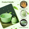 Ydseozoa 5 dalių matcha šluotelės rinkinys, matcha šluotelės rinkinys, matcha dubuo su snapeliu, bambukinė matcha šluotelė, matcha šluotelių rinkiniai matcha gamintojui, dovana matcha mėgėjams (žalias)