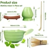 Ydseozoa 5 dalių matcha šluotelės rinkinys, matcha šluotelės rinkinys, matcha dubuo su snapeliu, bambukinė matcha šluotelė, matcha šluotelių rinkiniai matcha gamintojui, dovana matcha mėgėjams (žalias)