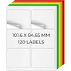 Yikiada 5 spalvų universalūs lipdukai 101.6 x 84.67 mm viniliniai lipnūs nuimami tušti lipdukai spausdinami vardų lipdukai biuro adresų lipdukai skirti rašaliniams ir lazeriniams spausdintuvams, 120 vnt.