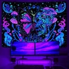 Yrendenge Fluorescentinis gobelenas, drugelio grybo sienų danga, kaukolės mėnulio fazės gobelenas, poliesterio gobelenas, miegamojo bendrabučio estetinė sienų dekoracija 210 x 150 cm