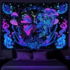Yrendenge Fluorescentinis gobelenas, drugelio grybo sienų danga, kaukolės mėnulio fazės gobelenas, poliesterio gobelenas, miegamojo bendrabučio estetinė sienų dekoracija 210 x 150 cm