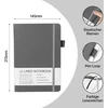 Zephyrnote A5 formato užrašų knygelė su linijomis, kietu viršeliu, aukštos kokybės 80 g/m² popieriumi, dienoraščio knyga su 192 puslapiais, vidine kišene, rašiklio kilpele, elastine juostele, dirbtinės odos viršeliu, 14,5 x 21,3 cm (žydra)