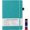 Zephyrnote A5 formato užrašų knygelė su linijomis, kietu viršeliu, aukštos kokybės 80 g/m² popieriumi, dienoraščio knyga su 192 puslapiais, vidine kišene, rašiklio kilpele, elastine juostele, dirbtinės odos viršeliu, 14,5 x 21,3 cm (žydra)