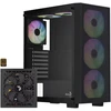 Aerocool kompiuterio korpusas B509A Flow-G-BK-v1 ACCX-BD02002.11, ATX, 650W, 4 ventiliatoriai, grūdintas stiklas, juodas