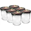 Browin 132351, 6x346ml, stiklinis indas su spalvotais dangteliais, Ø82mm, twist-off, tinka plauti indaplovėje