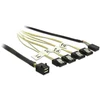 Delock Adapterkabel Mini SAS HD SFF-8643 > 4x SATA 7 Pin Reverse (juodas, 1 Meter, mit Sideband)