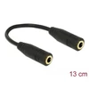 ADAPTERIS MINIJACK 3.5MM(F) 4PIN->MINIJACK 3.5MM(F) 4PIN NA CABLE 13CM JUODA DELOCK