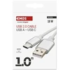 Emos USB-A 2.0 / USB-C 2.0 charging/data cable, 1m, baltas