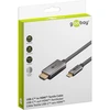 Goobay USB-C™ į HDMI™ 4K @ 60 Hz tekstilinis kabelis, 2 m, juodas sidabras – laido ilgis 2 m