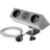 GTV Furniture socket SOFITO, 2xSHUKO, USB A+C, cable 1.5 m, pilka flock