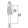 HOGERT Arch pointed nose rotary burr G; 10x20