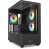 Sharkoon ELITE SHARK CM100, juodas bokšto korpusas, 2 grūdinto stiklo ekranai