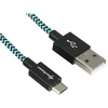 Sharkoon USB 2.0 Kabelis, USB-A Stecker > Micro-USB Stecker (juodas/hellblau, 1 Meter, gesleevt)