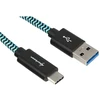 Sharkoon USB 3.2 Gen 2 Kabelis, USB-A Stecker > USB-C Stecker (juodas/hellblau, 0,5 Meter, gesleevt)