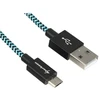 Sharkoon USB 2.0 Kabelis, USB-A Stecker > Micro-USB Stecker (juodas/hellblau, 2 Meter, gesleevt)