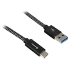 Sharkoon USB 3.2 Gen 2 Kabelis, USB-A Stecker > USB-C Stecker (juodas/grau, 1 Meter, gesleevt)
