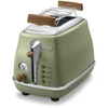 DELONGHI Icona Vintage Toaster CTOV 2103.GR 900W, Nerūdijantis plienas, Crumb tray, Defrost, Žalias/Damaged package