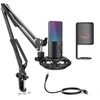 FIFINE T669 PRO3 laidinis mikrofonas su RGB apšvietimu ir stovu | USB