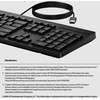 Hewlett Packard (HP) HP 125 G2 Klaviatūra su USB jungtimi su laidu, Sanitizable, Copilot Key - Juodas - US ENG (BULK of 12 pcs)