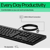 Hewlett Packard (HP) HP 125 G2 Klaviatūra su USB jungtimi su laidu, Sanitizable, Copilot Key - Juodas - US ENG (BULK of 12 pcs)
