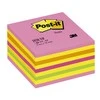 3M Lipnūs lapeliai Post-it Ledinukai kubas, 76 x 76 mm, 450 laplių, neoninių rausvų spalvų derinys