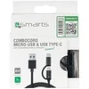 4Marts 4smarts Micro-USB &amp; USB Type-C Cable ComboCord 1m medžiaginis juodas