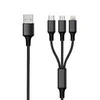 USB kabelis 2GO USB-A - USB-C + microUSB + Žaibas 3 m Juodas (797154)